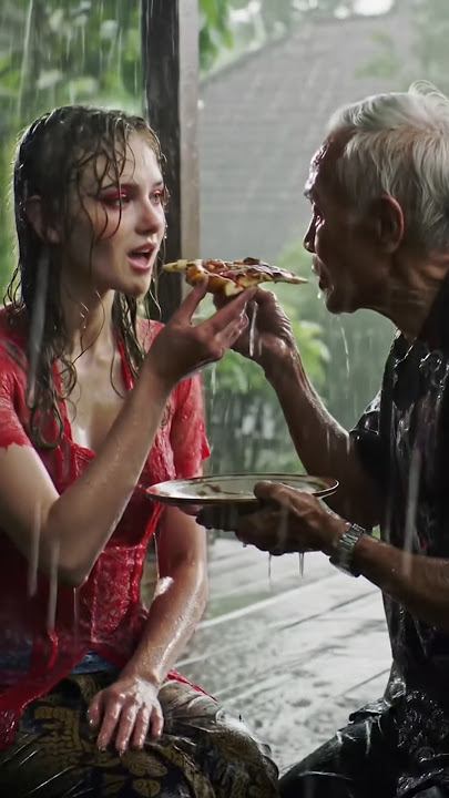 Suap suapan Pizza panggang dengan sang pujaan hati, tiba tiba hujan deras #beautiful #love