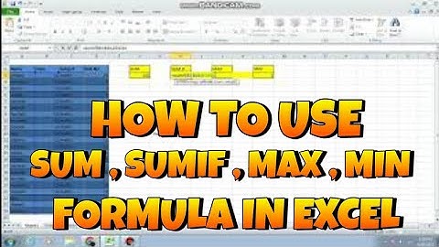 How to use SUM , SUMIF , MAX AND MIN Formula in Excel | Shavez Banaras