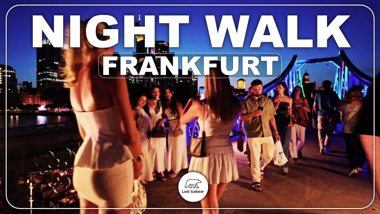 FRANKFURT 🇩🇪 Discover the City‘s Hotspots at a warm Summer Night | 4K Walking Tour (Binaural)