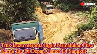 Truk Isuzu Meronta Inigin Permalukan Karna Tau Truk Canter Tersangkut