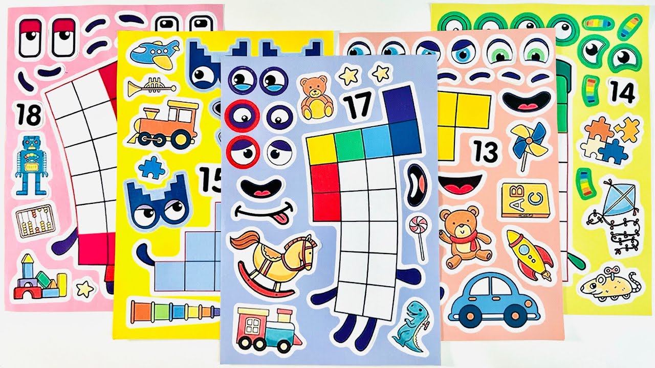 [Sticker Asmr] 🌈 54 Minutes | NumberBlocks Decorating Sticker Book ...