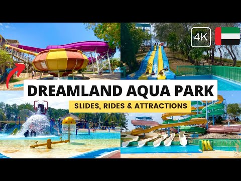 Waterslides & Attractions at DREAMLAND AQUA PARK 2023 | Water Park in Dubai | 4K (Walking Tour)