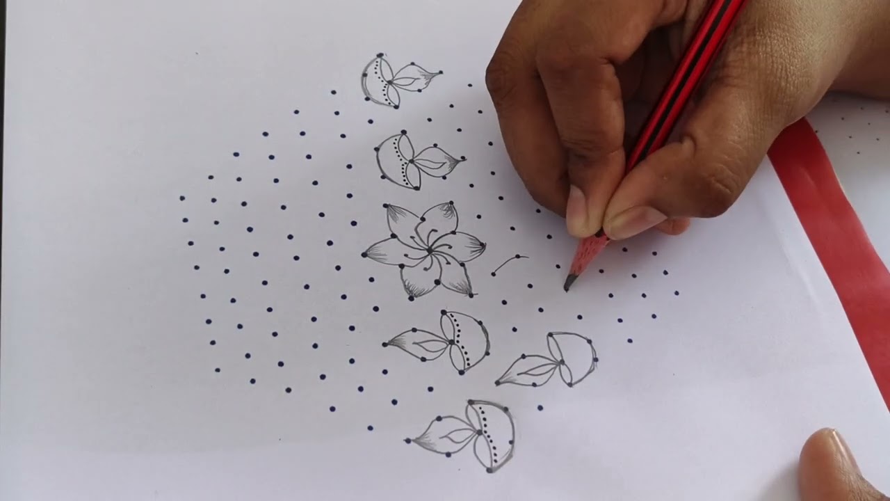 Diya Dots rangoli 15×8/ Diwali diya rangoli #rangoli #रांगोळी