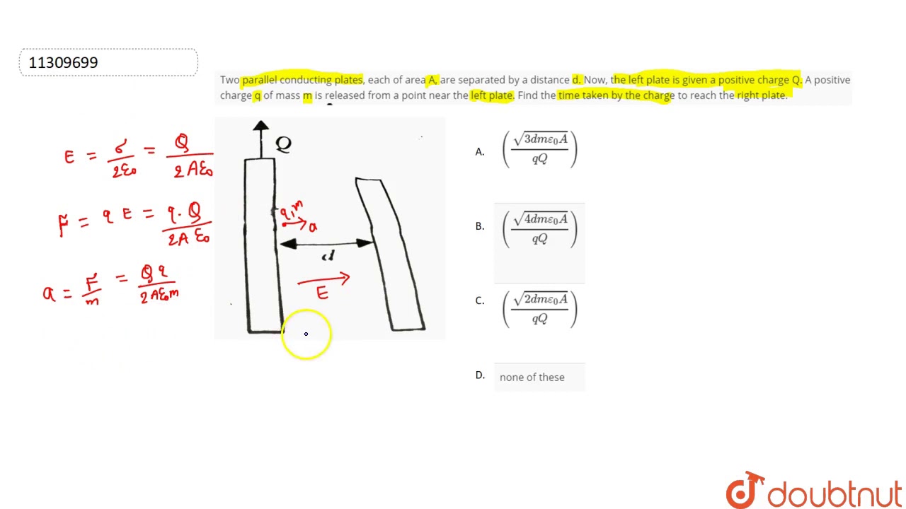 Two Parallel Conducting Plates Each Of Area A Are Separated A Distance D Now The Left Pla 