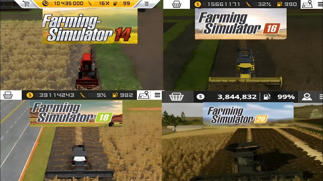 Fs14 versus fs16 versus Fs18 versus Fs20 gameplay Timelapse |