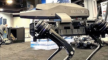 CÃO ROBO COM RIFLE ACOPLADO. #robotica #AI #tecnologias