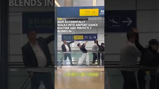 Man Accidentally Walks Into Airport Dance Routine And Perfectly Blends In #SAYScomel
