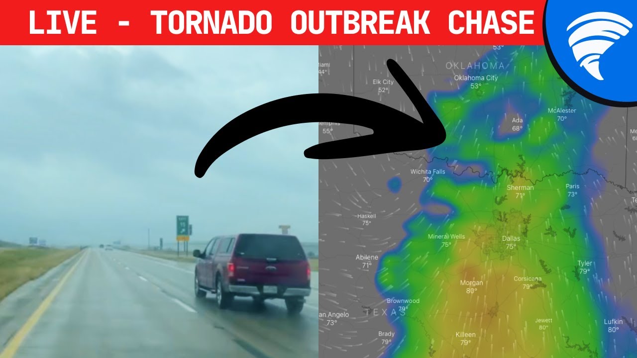 LIVE TORNADO OUTBREAK storm chase in Texas targeting east of DFW