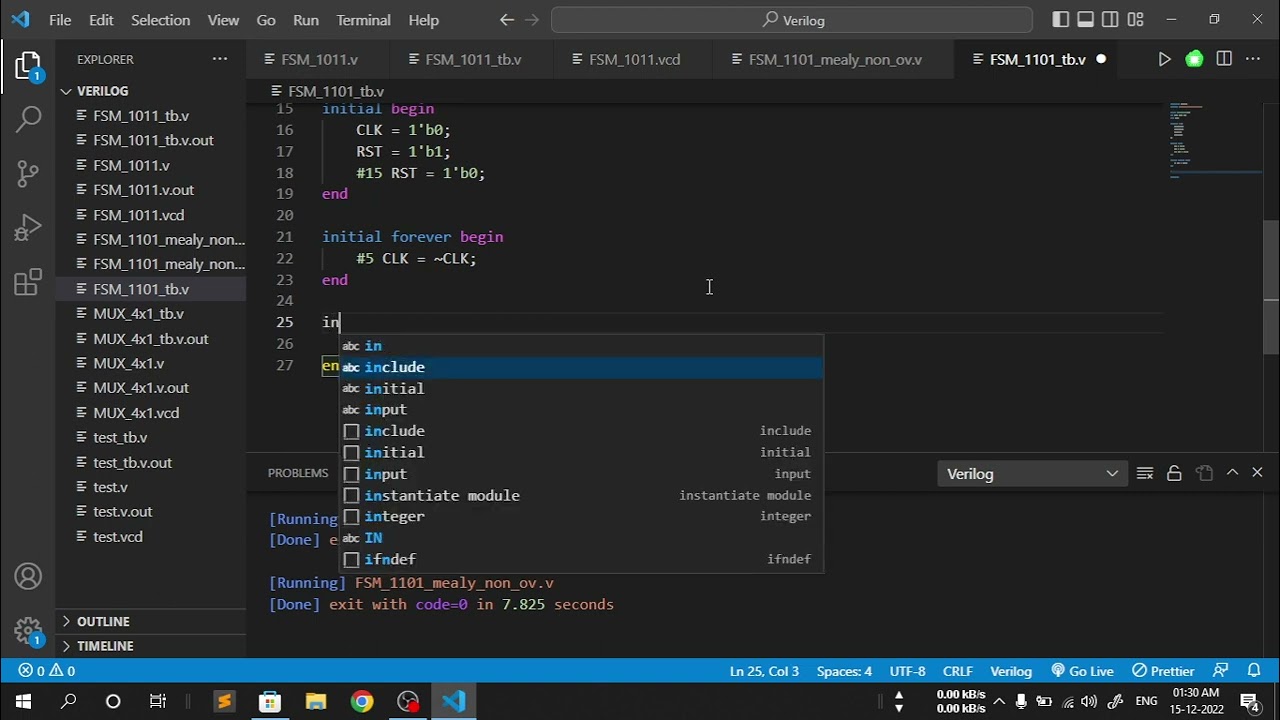 1101 Sequence Detector Verilog Test Bench || Part 2 || Non