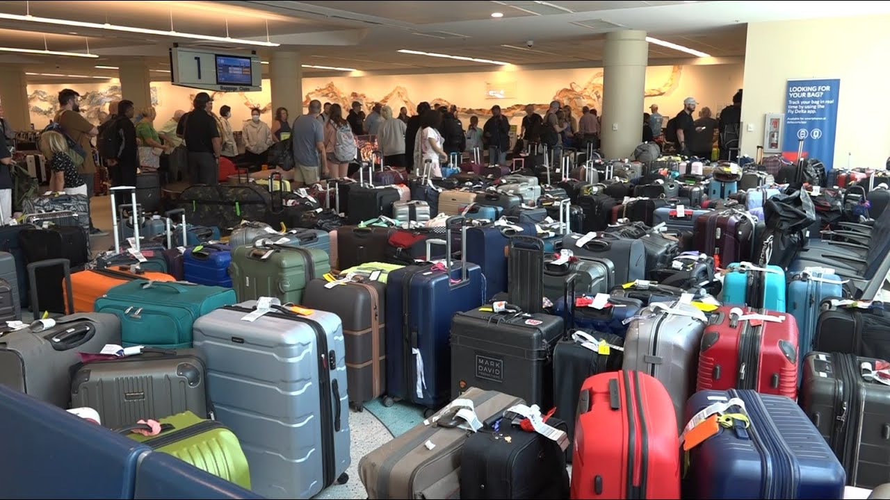 Dozens of pieces of luggage left at Delta baggage claim at Jacksonville