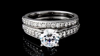 Ladies Diamond Bridal Set Ring With Round Brilliant Cut Side Diamonds - Brd-2012