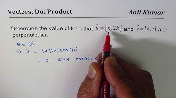 Find k for Vectors Dot Product to be Zero MCV4U - EDEXCEL - GCSE
