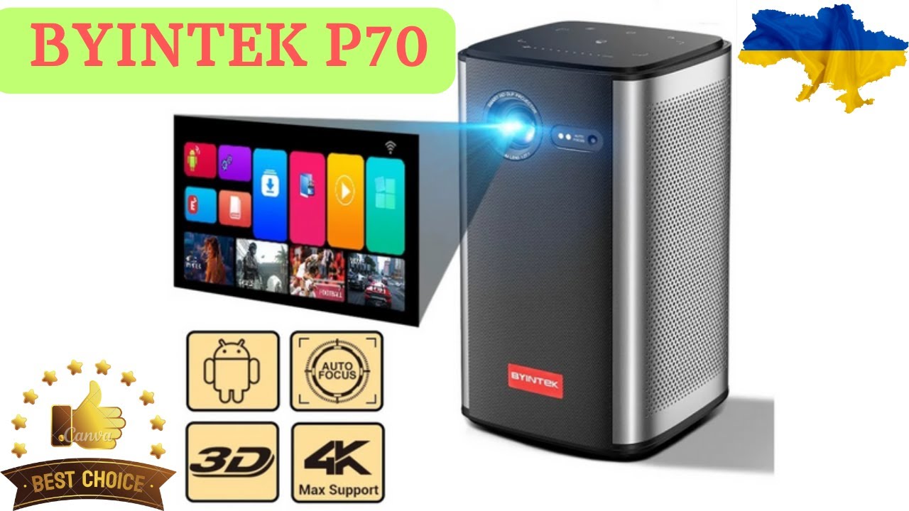 Проектор портативный P70 New WiFi, Bluetooth, FullHD, 3D, 4K