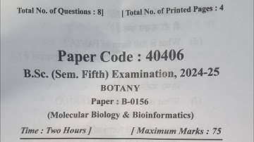 B.Sc. (Sem 5th) BOTANY (Molecular Biology & Bioinformatics) Paper 2nd Question Paper 2024–25 #mjpru