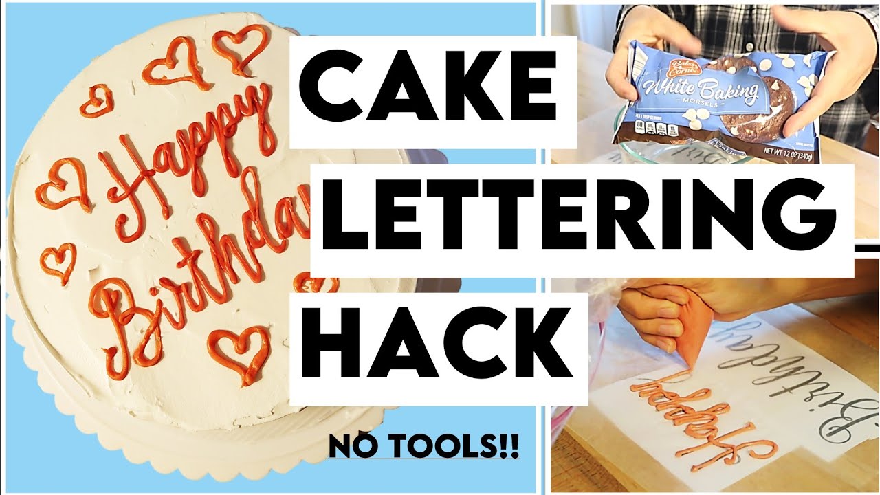 CAKE DECORATING HACK - LETTERING HACK (No tools!!) 🍰😍 