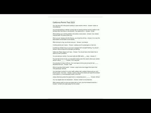 Quizlet California Permit Test