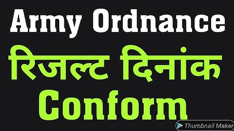 Army Ordnance Result Date Conform || AOC Results 2019