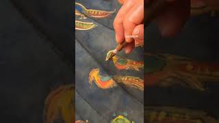 Painting birds with gold watercolor for empresses official clothing #官服 #ceremony #fashion #empress