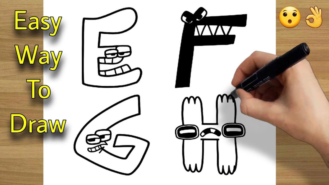 How to draw alphabet lore (D-E-H-J-K-L )
