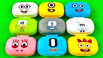 Numberblocks & Alphablocks ASMR | Making GLOSSY Slime with Medicine Box Coloring | Satisfying Video