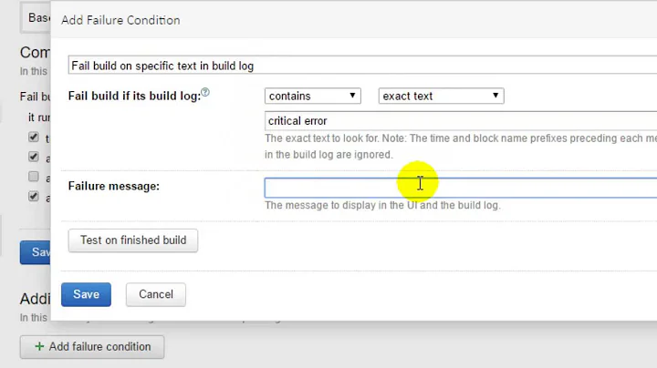 Adding build failure conditions in TeamCity