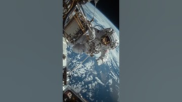 AI-generated NASA astronaut spacewalk: tethered to the ISS with Earth below. #AIVideo #SpaceTech