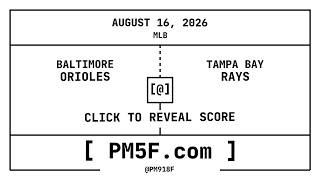 Baltimore Orioles [BAL] @ Tampa Bay Rays [TB] | MLB Final Box Score | AUGUST 16, 2026