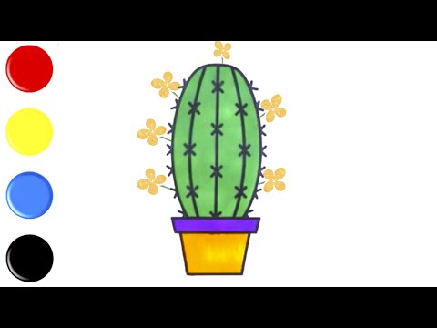 Kaktus | Zeichnen und Ausmalen | Farben Lernen | Tiernamen Lernen | Deutsch und Englisch Lernen