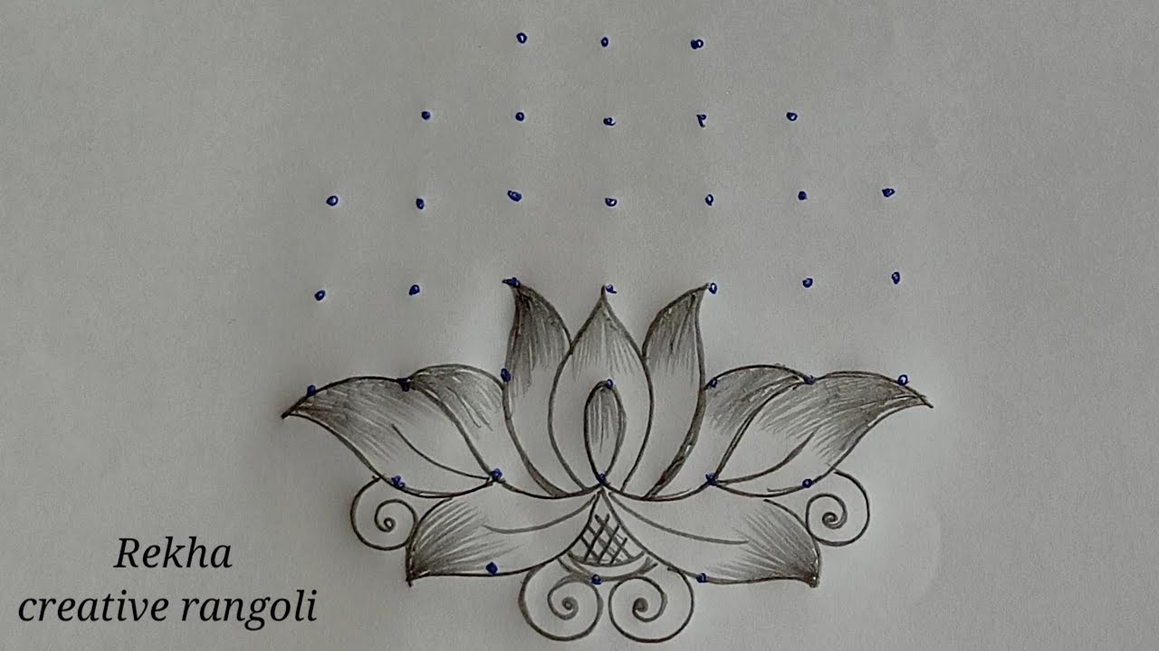 creative Lotus flower rangoli | thamarai poo kolam | latest kolangal 