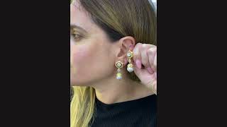 Buccellati Old Mine Cut Diamond & Pearl 18K D Drop Day Night Earrings - 1235601