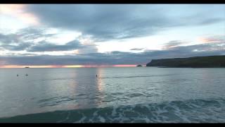DJI Phantom 4 test - active tracking surfer Polzeath Beach, Cornwall