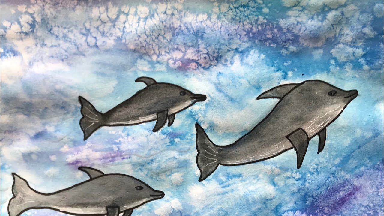 Painting Tutorial Dolphin Ocean Water Scene