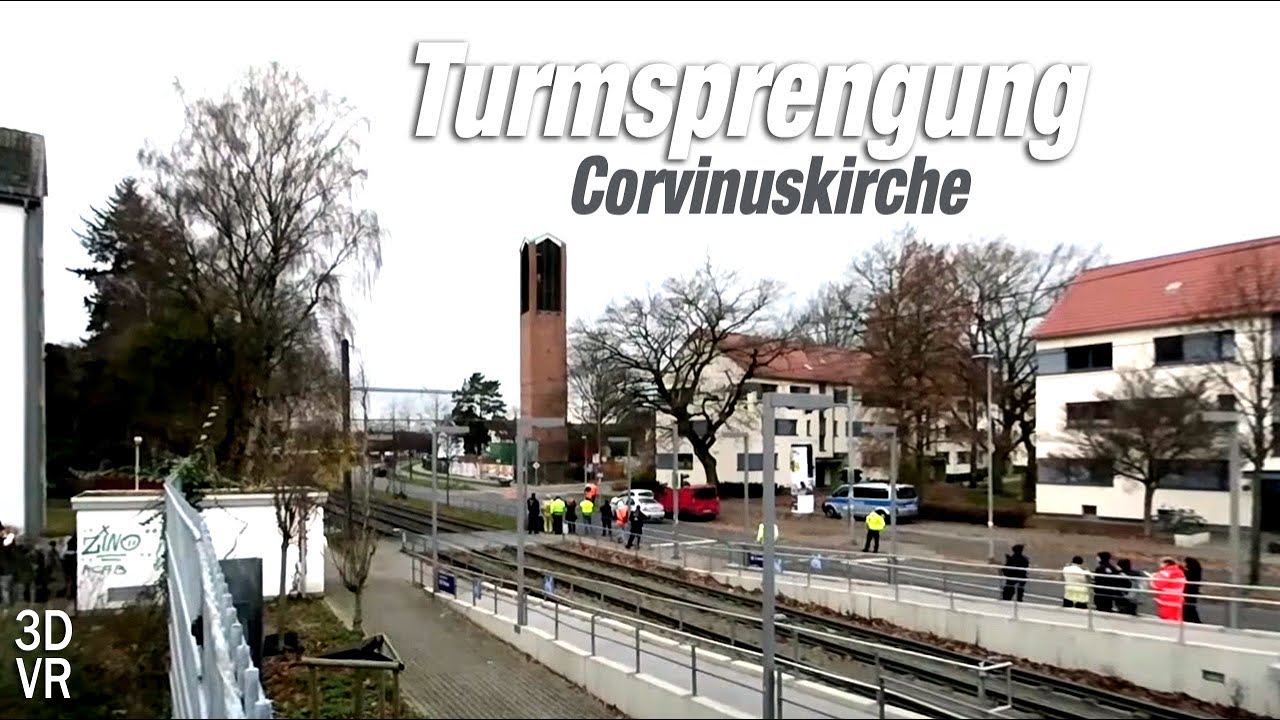Sprengung Turm Corvinuskirche Hannover Stöcken (3D 180 VR)