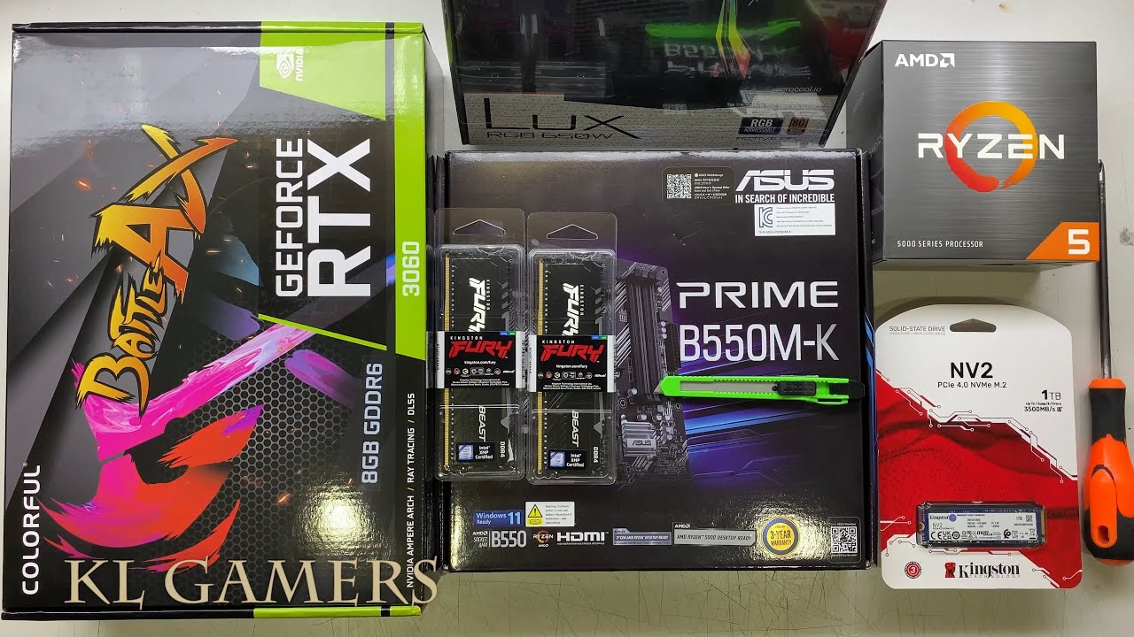 AMD Ryzen 5 5600X ASUS PRIME B550M-K COLORFUL RTX3060 Battle AX Gaming PC  Build