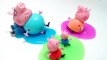 Learn Colours with Peppa pig and Color Slime Muddles Puddels - Learn & Fun