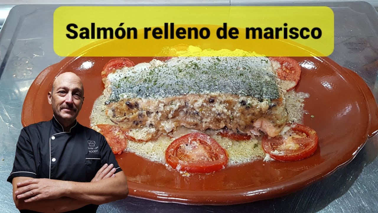 Salmón relleno de marisco