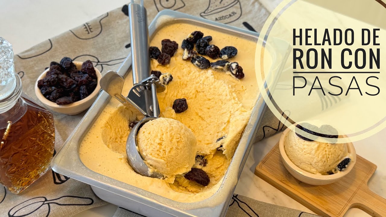 HELADO CASERO DE RON CON PASAS