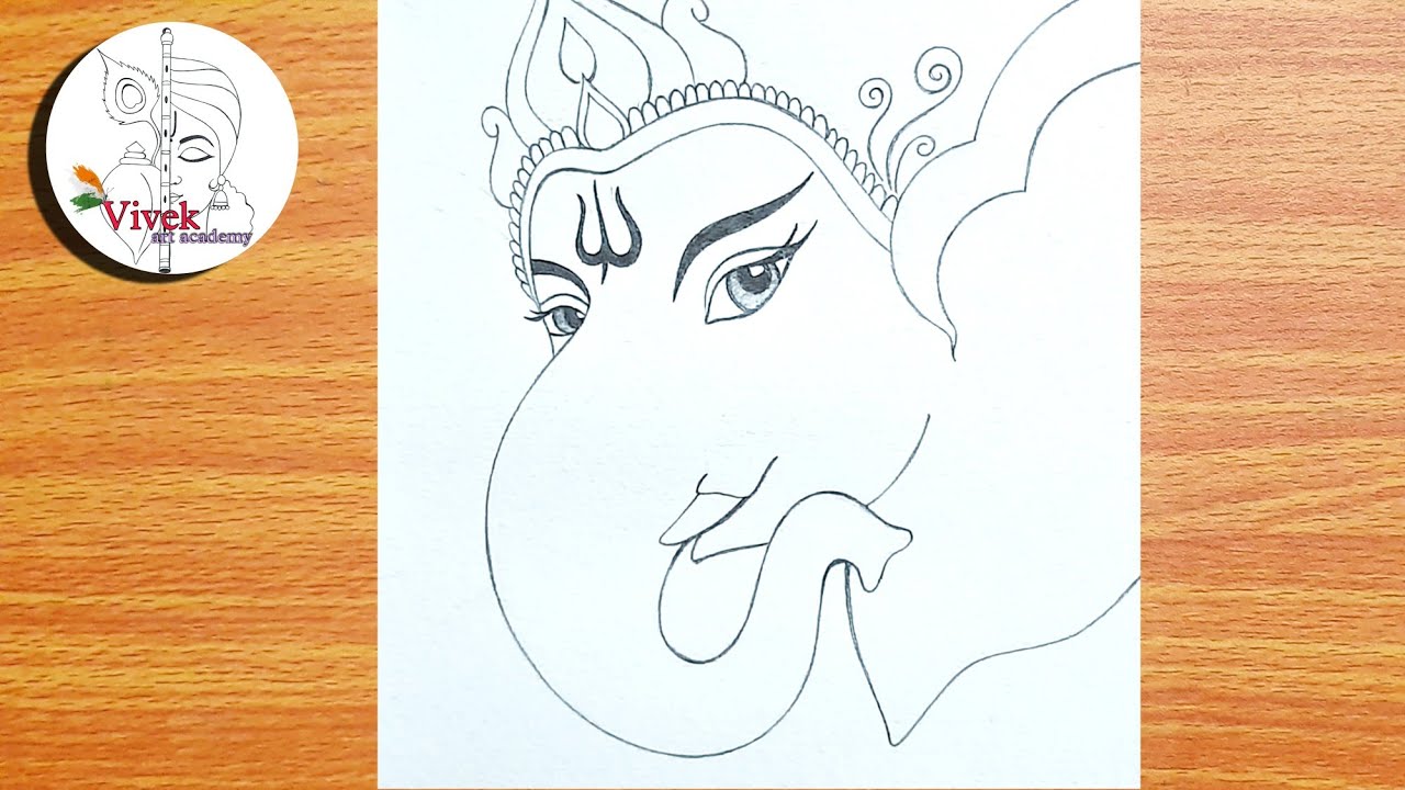 Lord Ganesha Face Drawing | Easy Face Drawing of Lord Ganesha for ...
