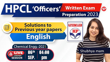 HPCL Solutions to Previous year papers | English #hpcl #live | Chemical 2021