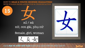 How to read and write Chinese characters (女 nǚ) Cách đọc và viết chữ Hán kèm hình ảnh và ví dụ