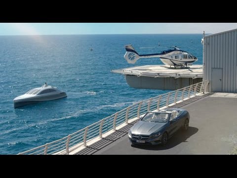 mercedes-benz-trio:-helicopter,-yacht-&-s-class-cabriolet