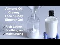 Almond oil face and body creamy shower gel with a rich lather soothing and moisturising