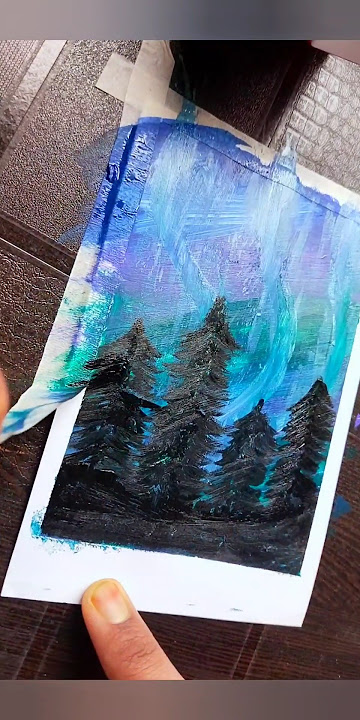 ✨Easy Aurora Night Northern light Sky painting for beginners #shorts #painting#art#ytshorts#trending