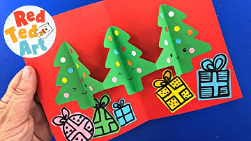 Easy Pop Up CHRISTMAS TREE Card DIY - 3d Christmas Tree Craft for kids - easy paper chain trees
