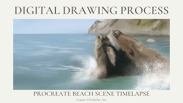 DRAW WITH ME 🏞 PROCREATE BEACH SCENE TIMELAPSE! Digital seascape drawing