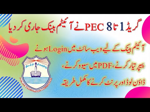 PEC Item Bank 2021 Login, Prepare & Download Papers for Grades 1 to 8 PEC Item Bank System on mobile