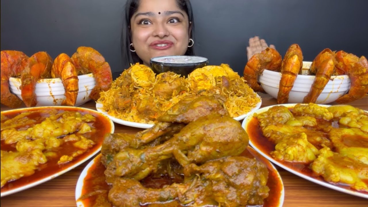 SPICY💥 MUTTON FAT CURRY ,SPICY CHICKEN TANGDI MASALA,PRAWNSCURRY EATING VIDEO