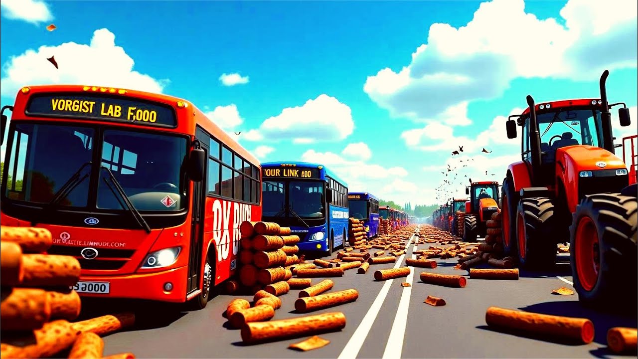 Cars & Buses vs Logs Trap - BeamNG.drive 