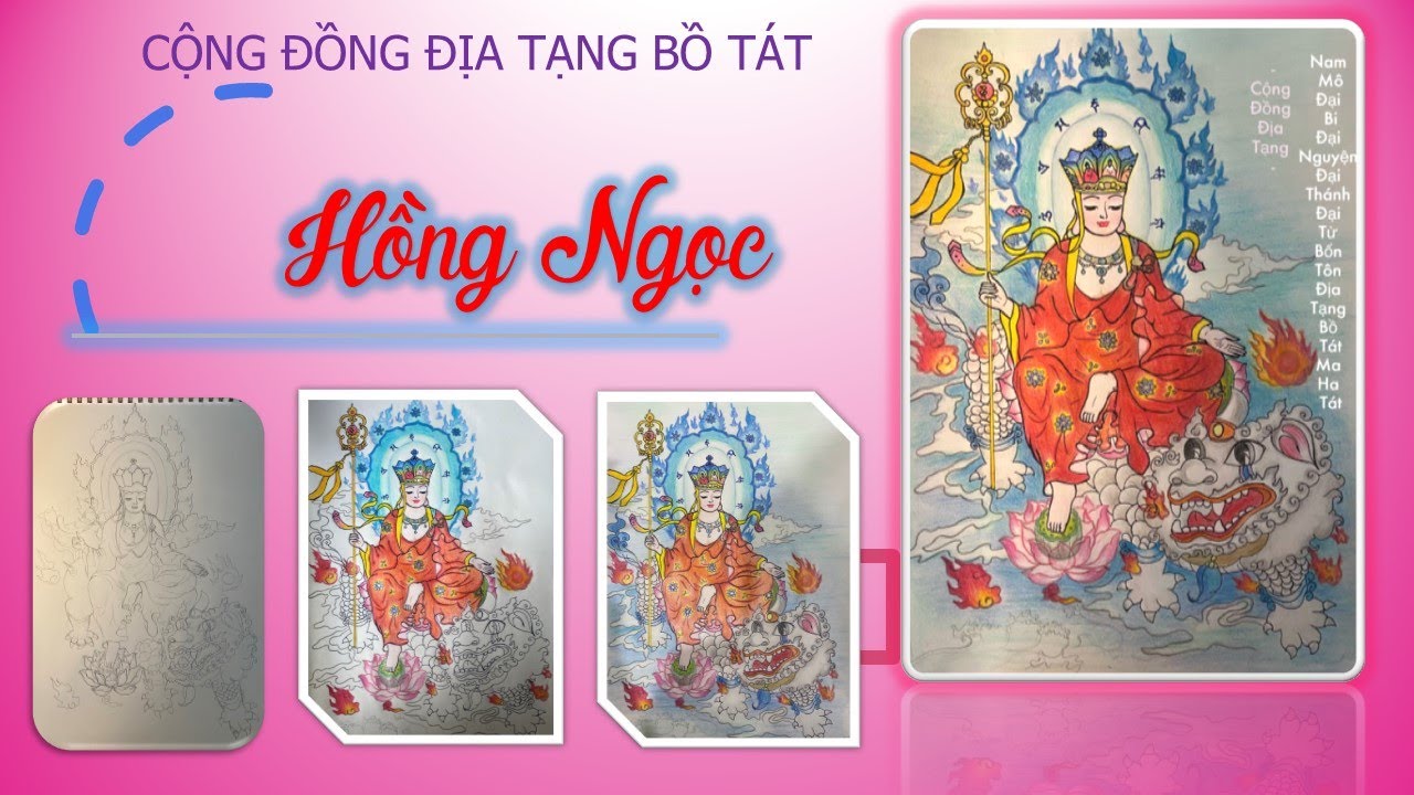 Vẽ Tranh Địa Tạng Bồ Tát - Hồng Ngọc
