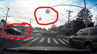 New York Cyclist runs red light & gets hit hard
